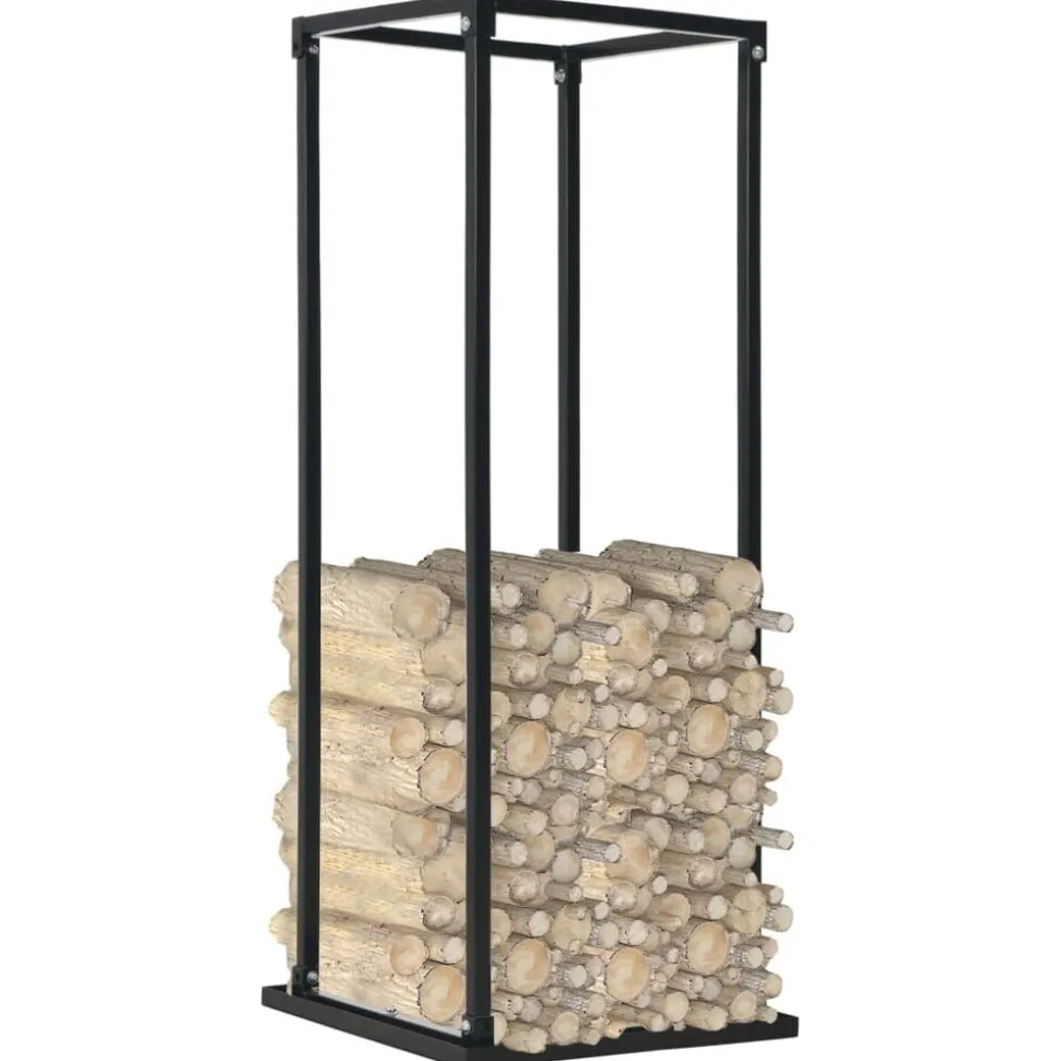 vidaXL Haardhoutrek met basis 37x37x113 cm staal zwart