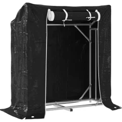 vidaXL Haardhoutrek met regenhoes 100,5x40,5x110,5 cm staal