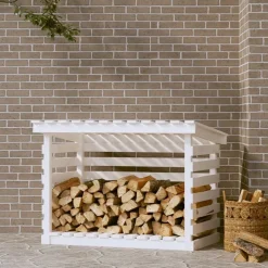 vidaXL Haardhoutrek 108x73x79 cm massief grenenhout wit