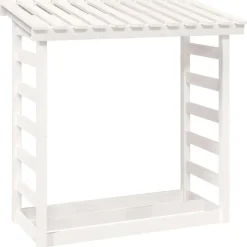 vidaXL Haardhoutrek 108x64,5x110 cm massief grenenhout wit