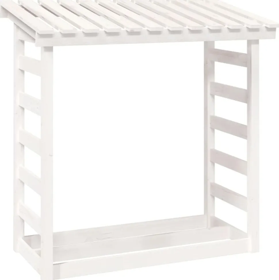 vidaXL Haardhoutrek 108x64,5x110 cm massief grenenhout wit