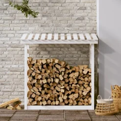 vidaXL Haardhoutrek 108x64,5x110 cm massief grenenhout wit