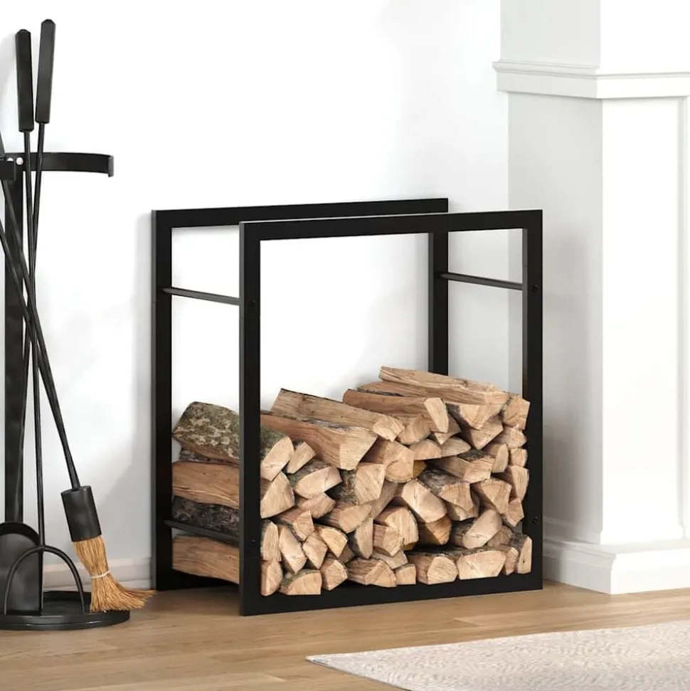 vidaXL Haardhoutrek 50x28x56 cm staal matzwart