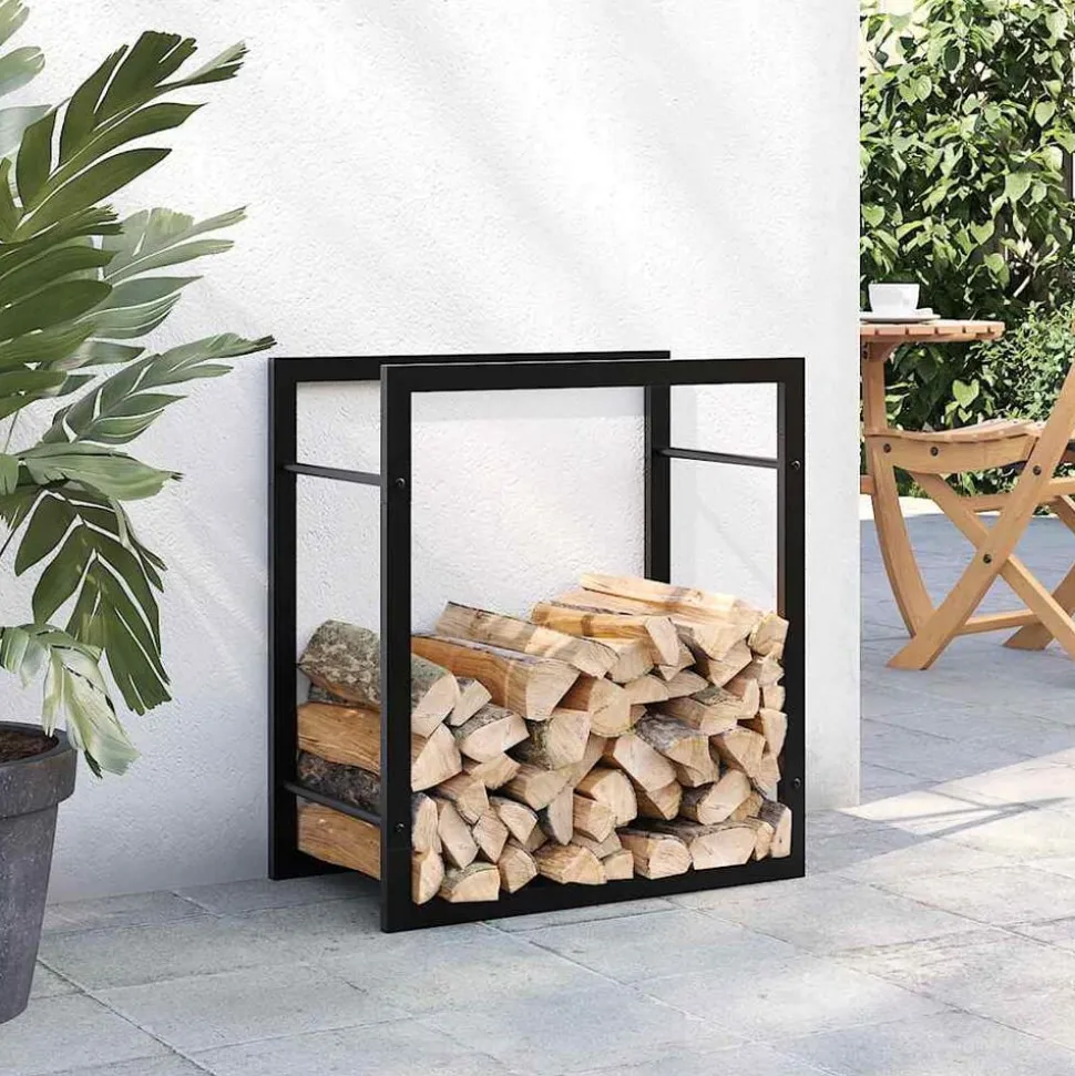 vidaXL Haardhoutrek 50x28x56 cm staal matzwart