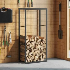 vidaXL Haardhoutrek 55x30x116 cm staal zwart