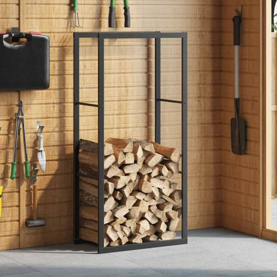 vidaXL Haardhoutrek 55x30x116 cm staal zwart