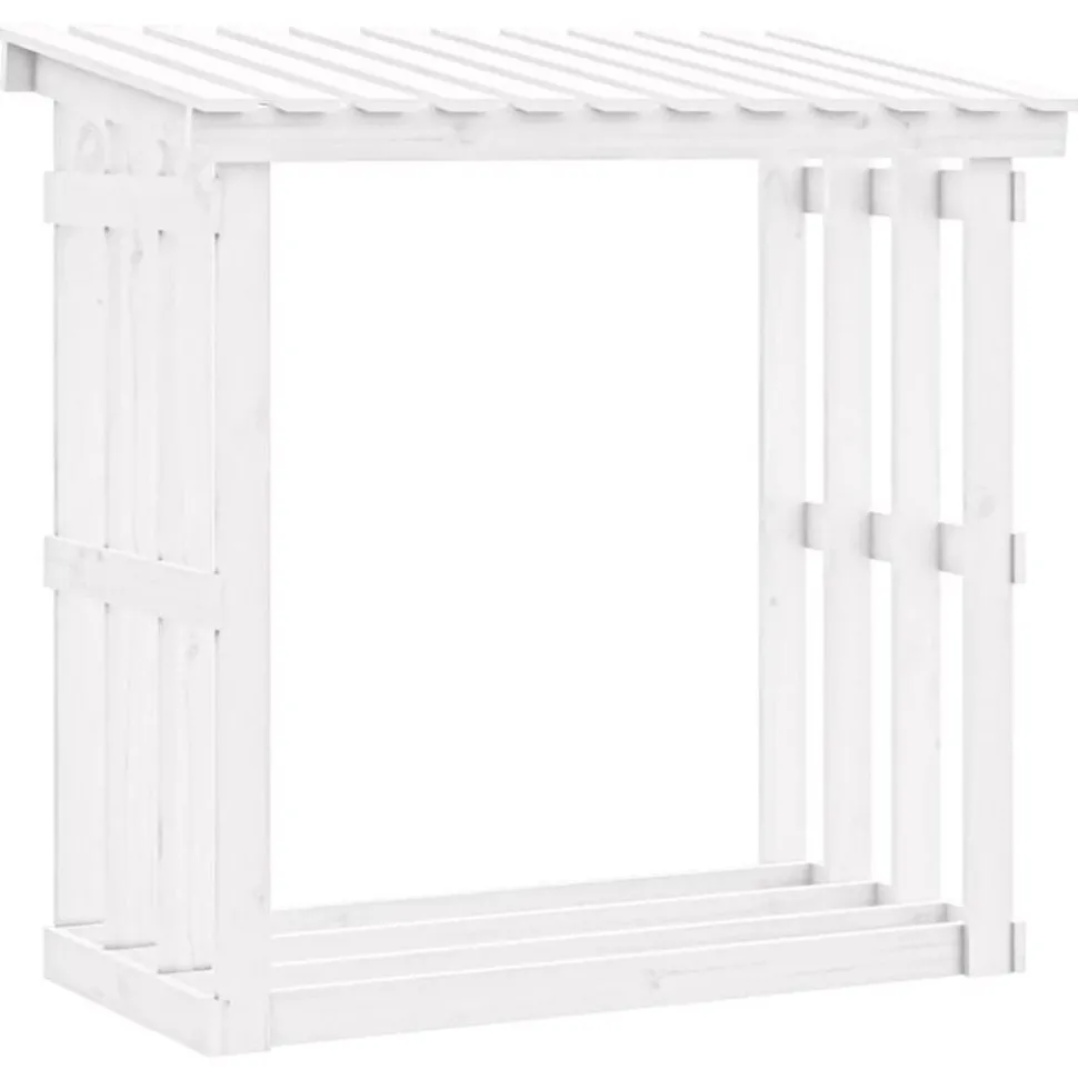 vidaXL Haardhoutrek 108x64,5x109 cm massief grenenhout wit