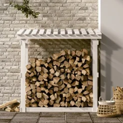 vidaXL Haardhoutrek 108x64,5x109 cm massief grenenhout wit