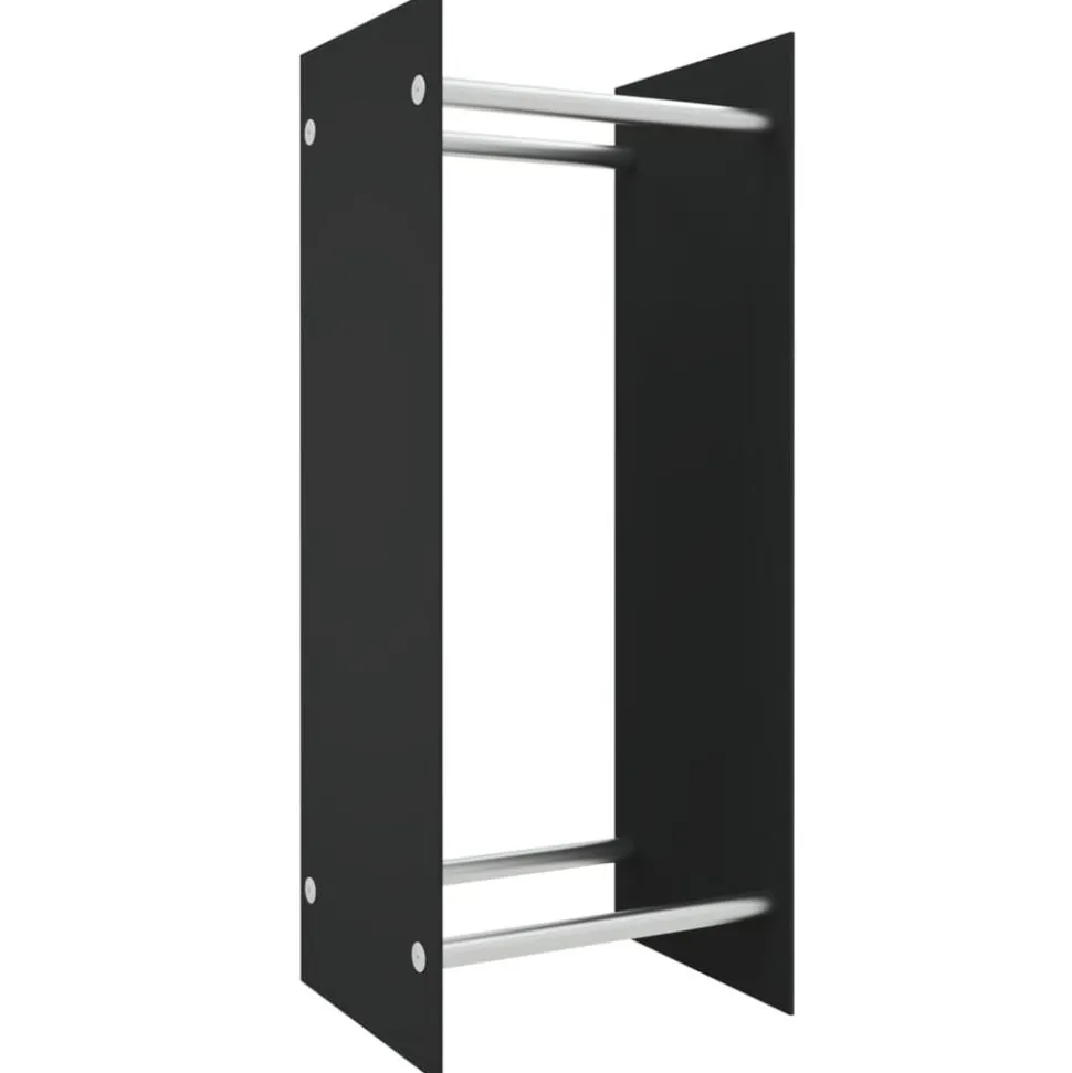 vidaXL Haardhoutrek 40x35x100 cm gehard glas zwart