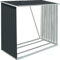vidaXL Haardhoutschuur 163x83x154 cm gegalvaniseerd staal antraciet