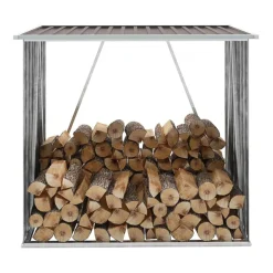 vidaXL Haardhoutschuur 163x83x154 cm gegalvaniseerd staal bruin