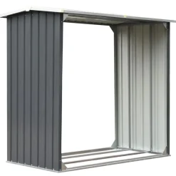 vidaXL Haardhoutschuur 172x91x154 cm gegalvaniseerd staal grijs