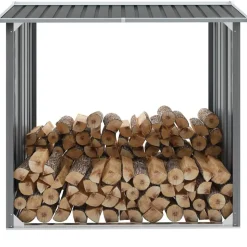 vidaXL Haardhoutschuur 172x91x154 cm gegalvaniseerd staal grijs