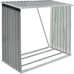 vidaXL Haardhoutschuur 163x83x154 cm gegalvaniseerd staal grijs