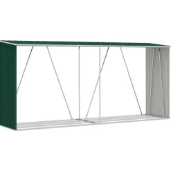vidaXL Haardhoutschuur 330x84x152 cm gegalvaniseerd staal groen