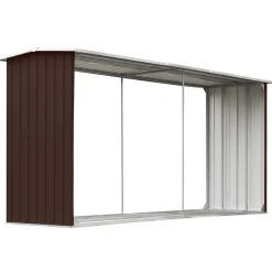 vidaXL Haardhoutschuur 330x92x153 cm gegalvaniseerd staal bruin