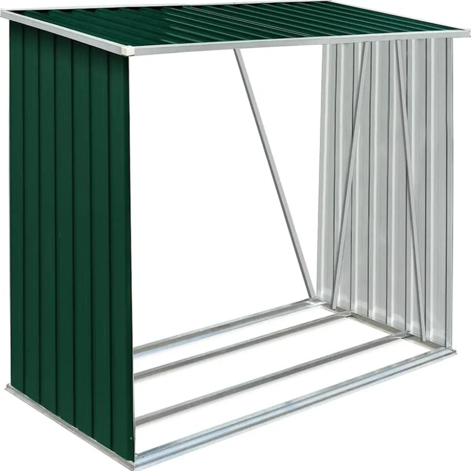 vidaXL Haardhoutschuur 163x83x154 cm gegalvaniseerd staal groen