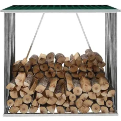 vidaXL Haardhoutschuur 163x83x154 cm gegalvaniseerd staal groen