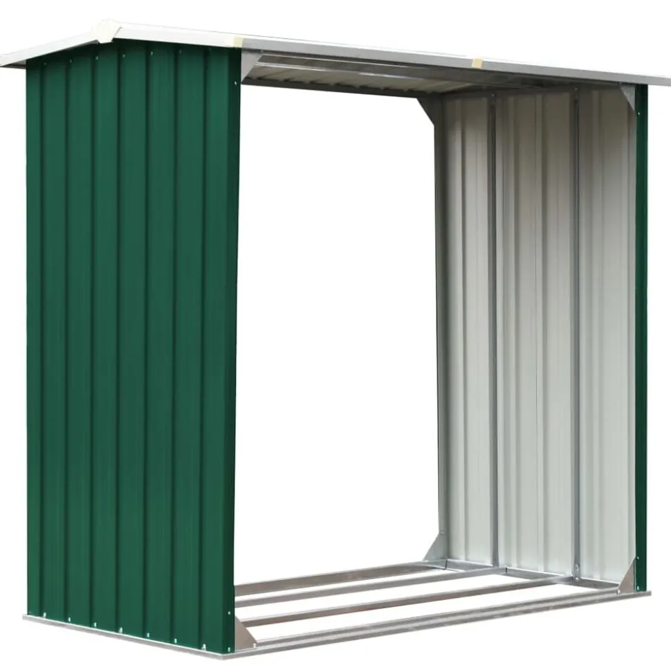 vidaXL Haardhoutschuur 172x91x154 cm gegalvaniseerd staal groen