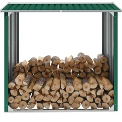 vidaXL Haardhoutschuur 172x91x154 cm gegalvaniseerd staal groen