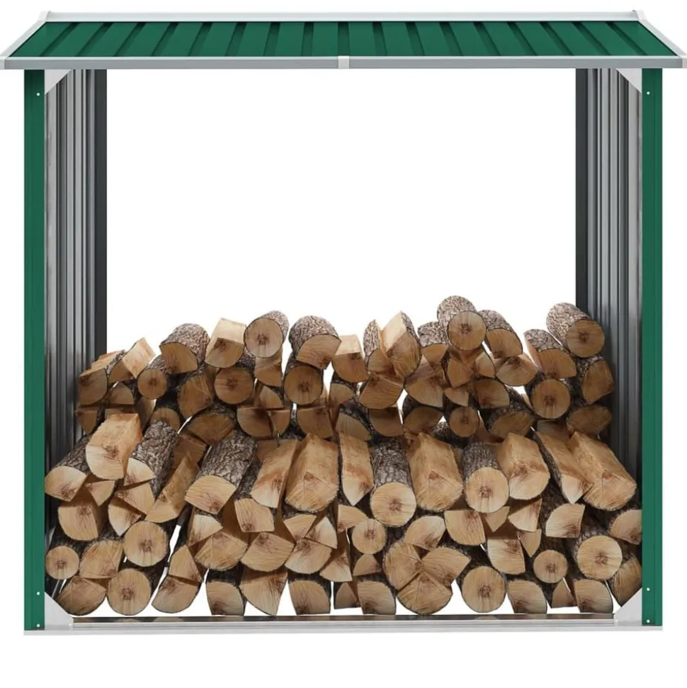 vidaXL Haardhoutschuur 172x91x154 cm gegalvaniseerd staal groen