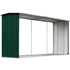 vidaXL Haardhoutschuur 330x92x153 cm gegalvaniseerd staal groen