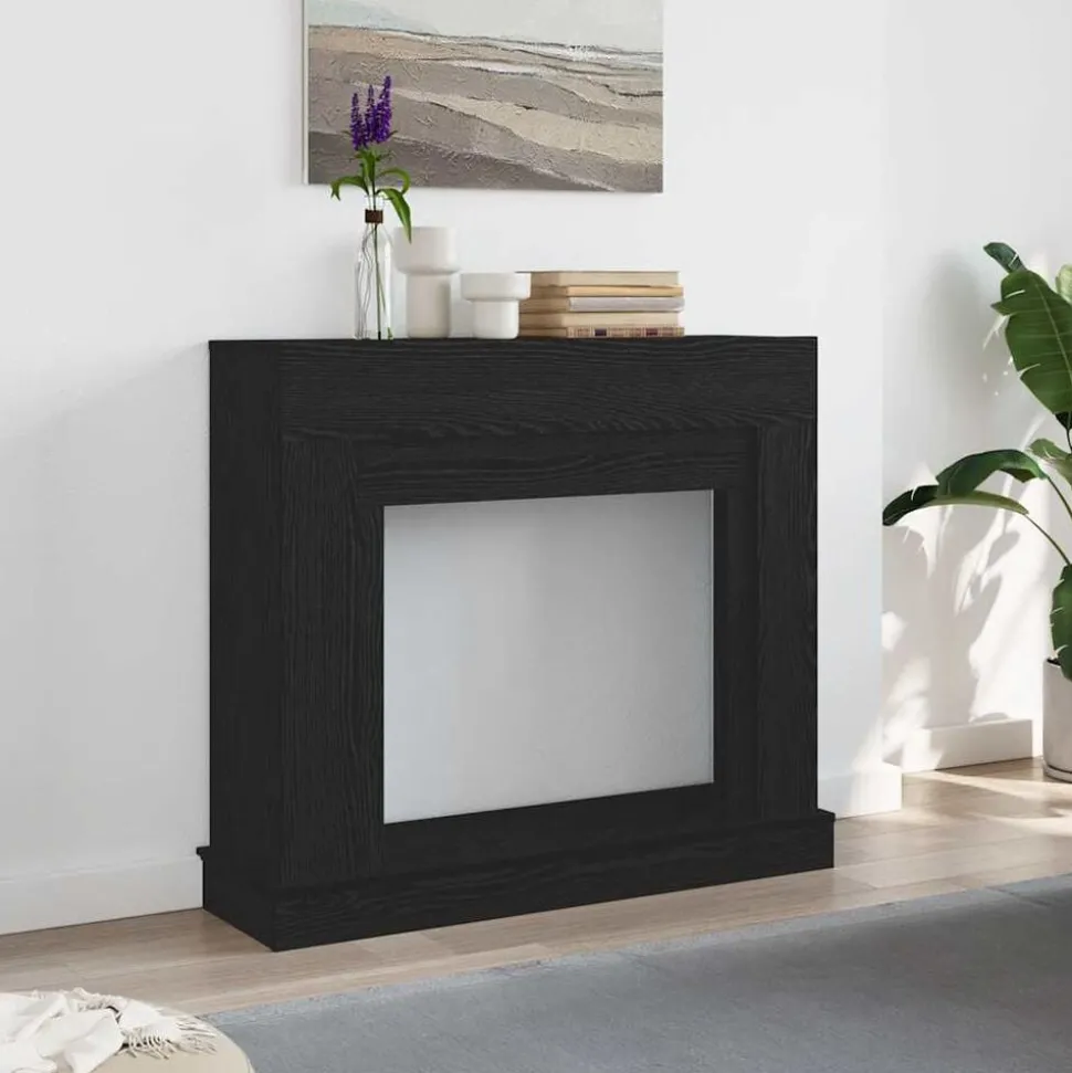 vidaXL Haardombouw 100x30x87,5 cm spaanplaat zwart eikenkleurig