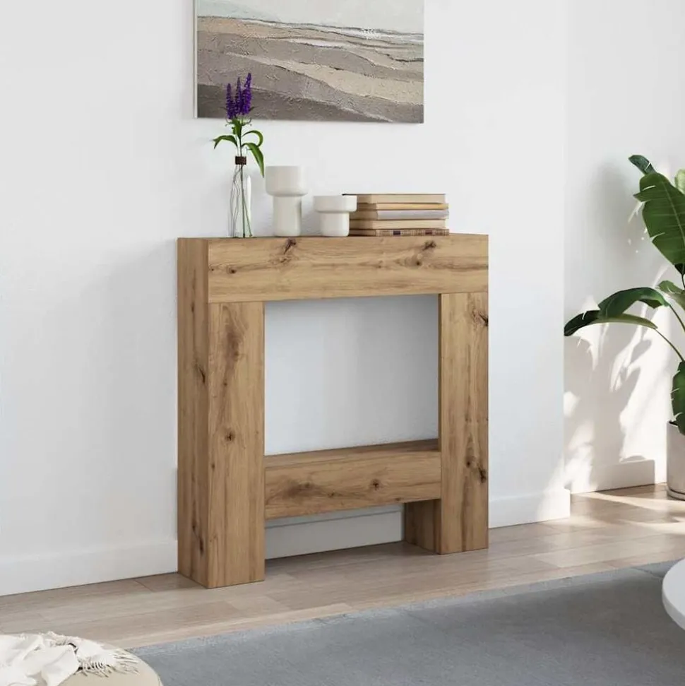 vidaXL Haardombouw 81x18x82 cm bewerkt hout artisanaal eikenkleurig