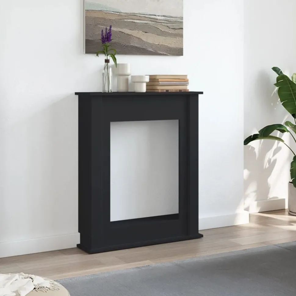 vidaXL Haardombouw 75x20x87,5 cm bewerkt hout zwart