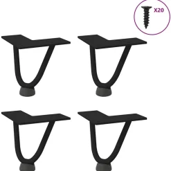 vidaXL Haarnadelpoten voor Salontafel 4 st 10 cm massief staal zwart