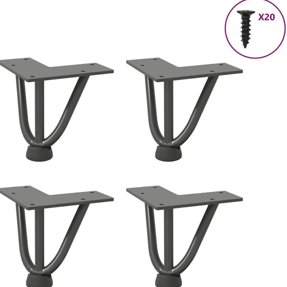 vidaXL Haarnadelpoten voor Salontafel 4 st 10 cm massief staal antracietkleurig