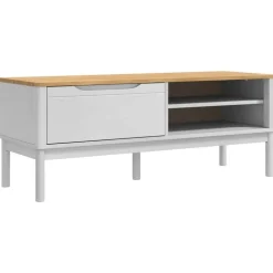 vidaXL Hal bank met lade FLORO Wit 115 x 40 x 45 cm Massief Vurenhout