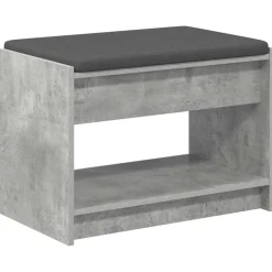 vidaXL Halbank met kussen met plank Beton Grijs 63 x 38 x 45 cm