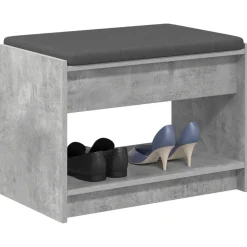 vidaXL Halbank met kussen met plank Beton Grijs 63 x 38 x 45 cm