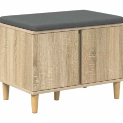 vidaXL Halbank met kussen met opslag Sonoma Eiken 60 x 38 x 46 cm