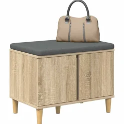 vidaXL Halbank met kussen met opslag Sonoma Eiken 60 x 38 x 46 cm