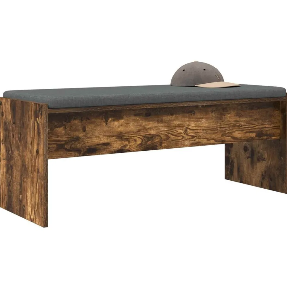 vidaXL Halbank met kussen Gerookt eiken 103 x 38 x 40 cm
