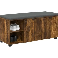 vidaXL Halbank met kussen met plank Gerookte Eik 100 x 38 x 46 cm