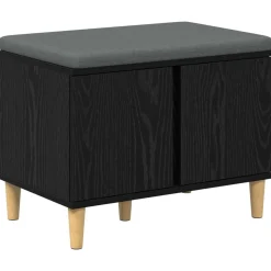vidaXL Halbank met kussen met opslag Zwarte Eik 60 x 38 x 46 cm