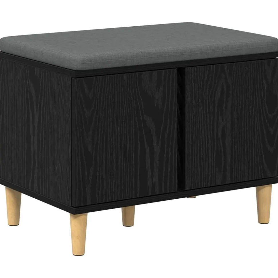 vidaXL Halbank met kussen met opslag Zwarte Eik 60 x 38 x 46 cm