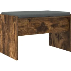vidaXL Halbank met kussen Gerookt eiken 63 x 38 x 40 cm