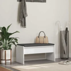 vidaXL Halbank met kussen Wit 80 x 38 x 46 cm