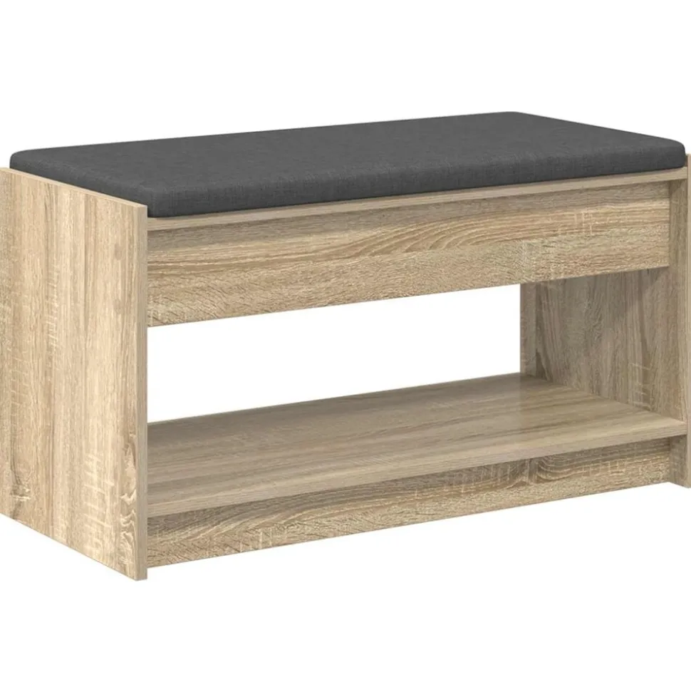 vidaXL Halbank met kussen met plank Sonoma Eiken 83 x 38 x 45 cm
