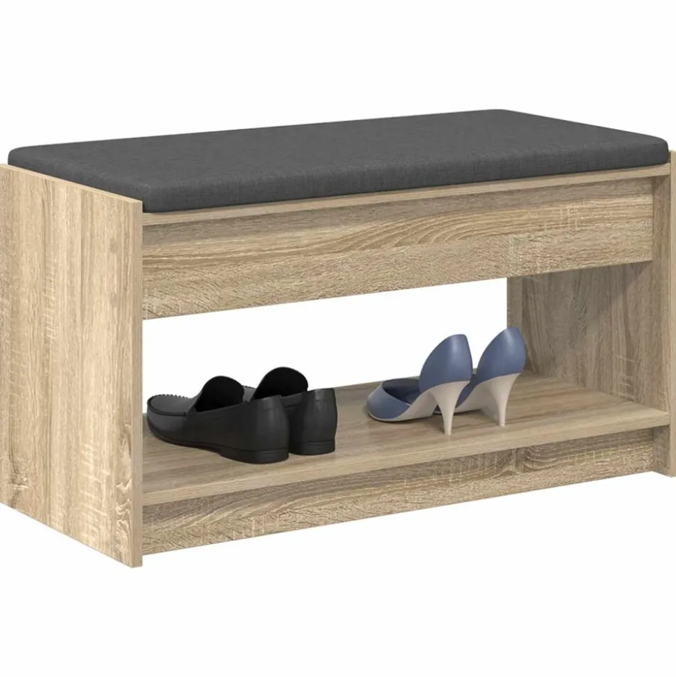 vidaXL Halbank met kussen met plank Sonoma Eiken 83 x 38 x 45 cm