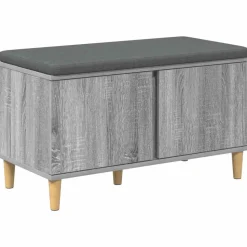 vidaXL Halbank met kussen met opslag Grijze Sonoma 80 x 38 x 46 cm