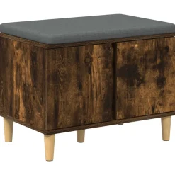 vidaXL Halbank met kussen met opslag Gerookte Eik 60 x 38 x 46 cm