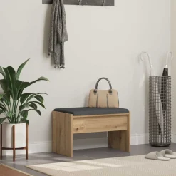 vidaXL Halbank met kussen Artisan Eiken 63 x 38 x 40 cm