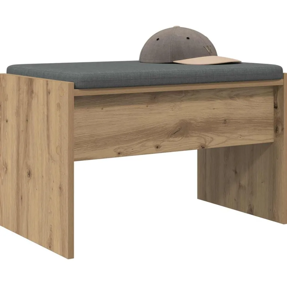 vidaXL Halbank met kussen Artisan Eiken 63 x 38 x 40 cm