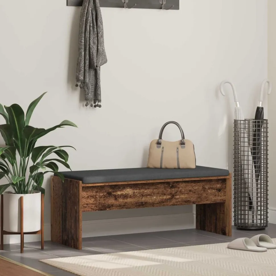 vidaXL Halbank met kussen Oudhout 103 x 38 x 40 cm