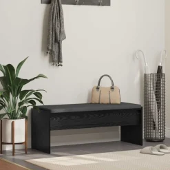 vidaXL Halbank met kussen Zwart Eiken 103 x 38 x 40 cm